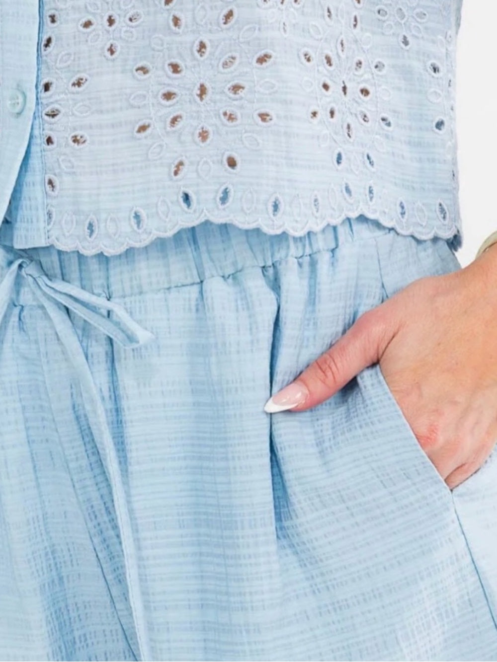 A581b Light Blue Women's Drawstring Shorts
