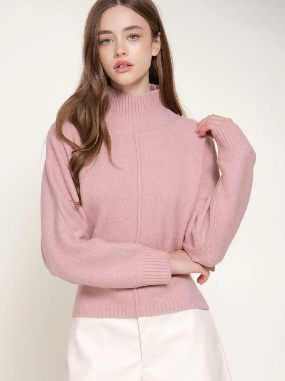 A531. Women’s Pink Mock Neck Sweater