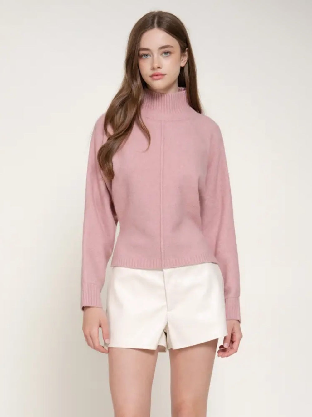 A531. Women’s Pink Mock Neck Sweater