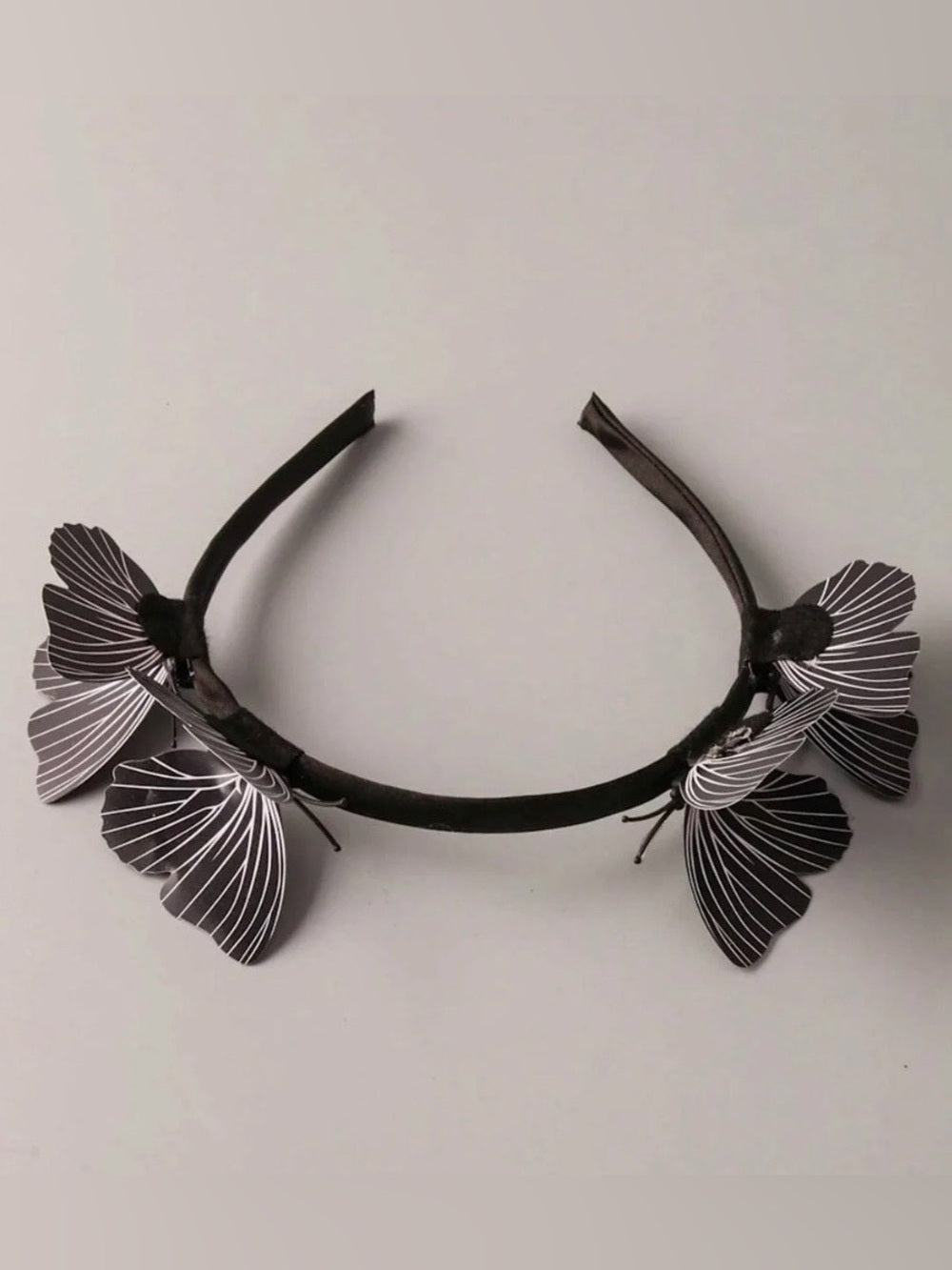A542. Delicate Black Butterfly Headband - Women's Hair Accessory