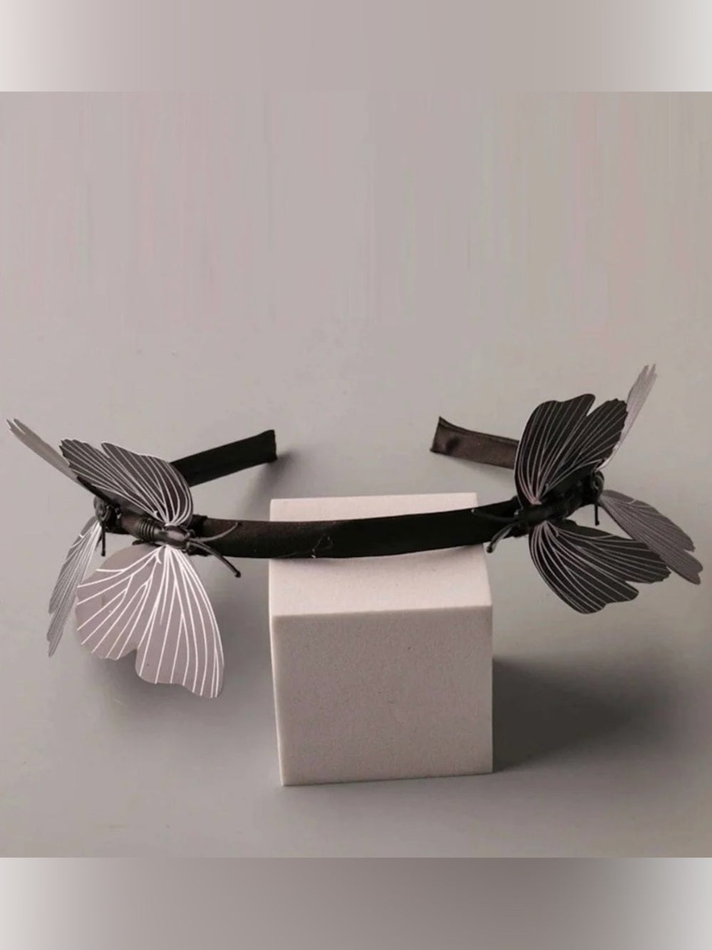 A542. Delicate Black Butterfly Headband - Women's Hair Accessory