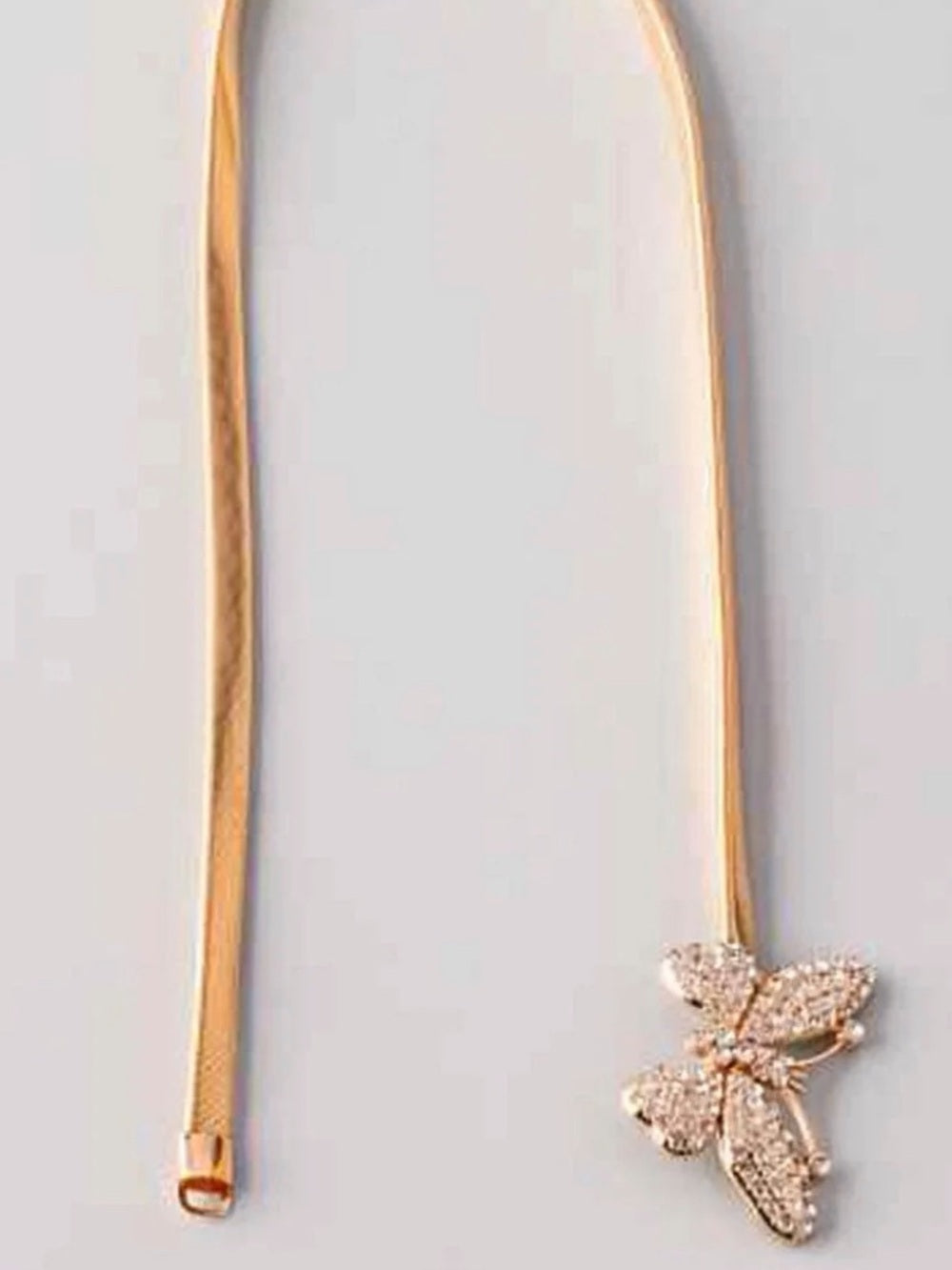 A544 Gold Butterfly Accent Women's Stretch Waist Belt