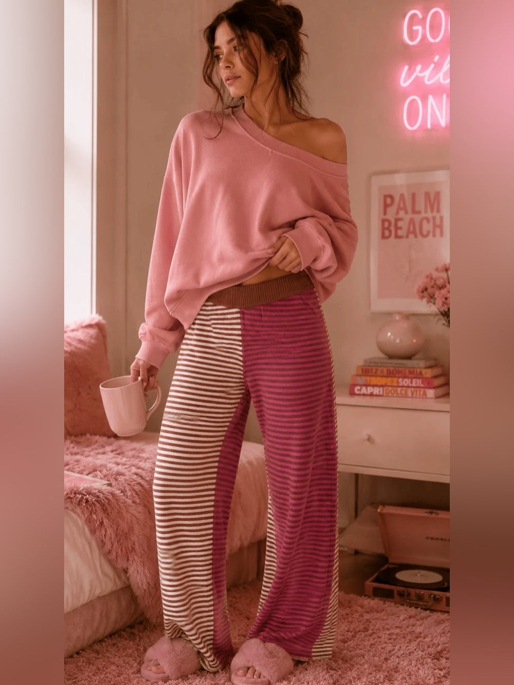 A547 Two-Tone Striped Lounge Pants