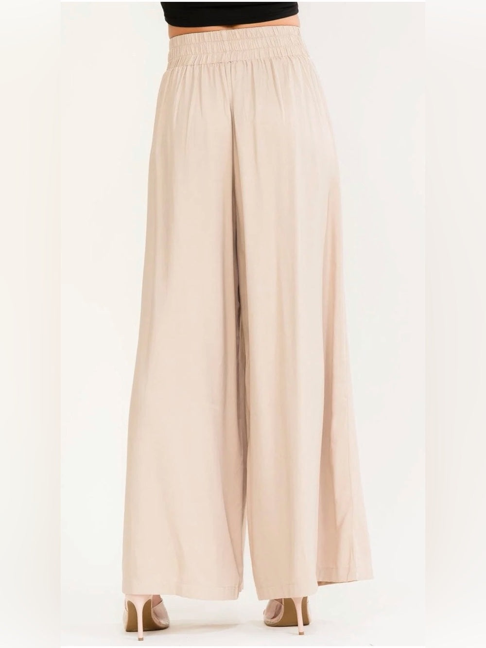 A549. Promesa Wide Leg High-Waist Lace-Up Pants - Cream