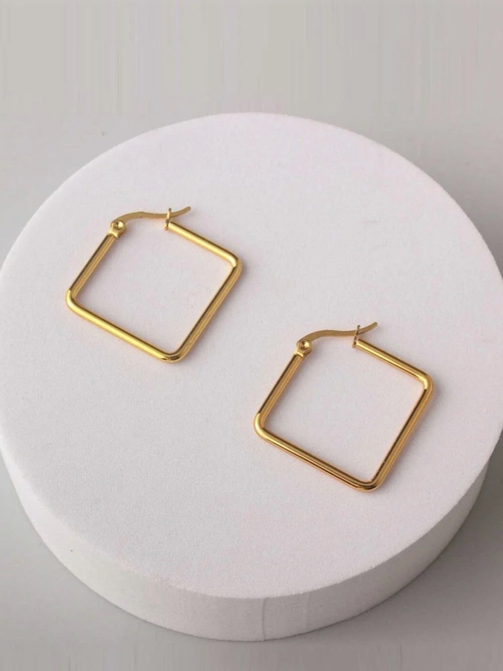 Classic Gold Square Hoop Earrings - Women Jewelry