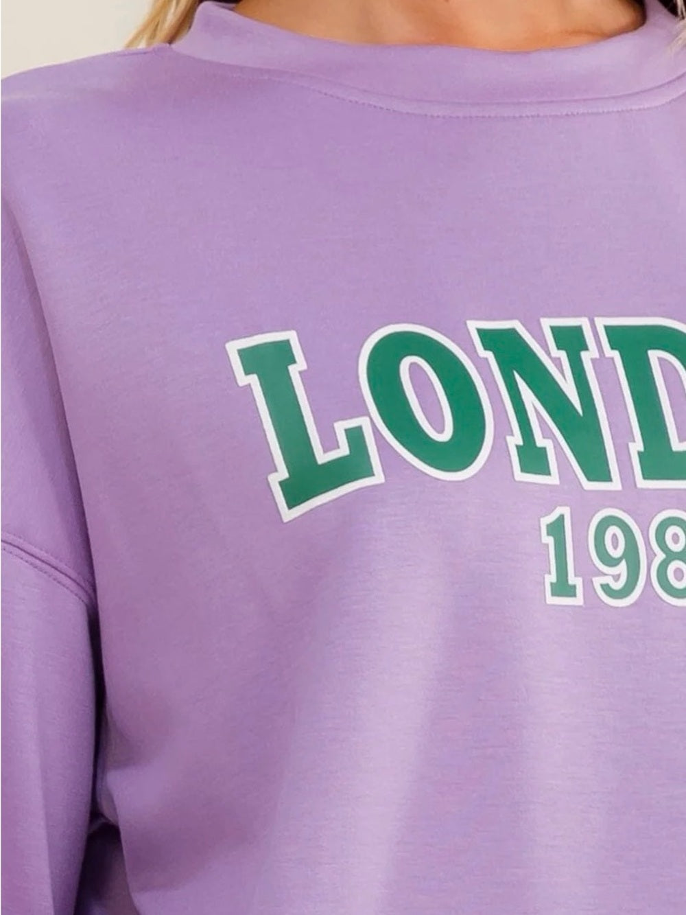 A561. London 1983 Lavender Graphic Sweatshirt - Women