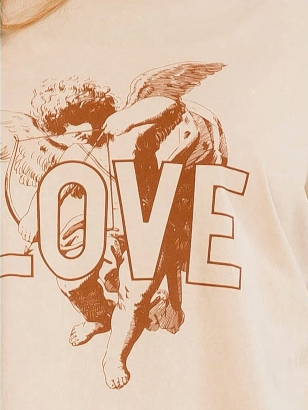 A577 LOVE Graphic Long-Sleeve Women’s Top - Beige