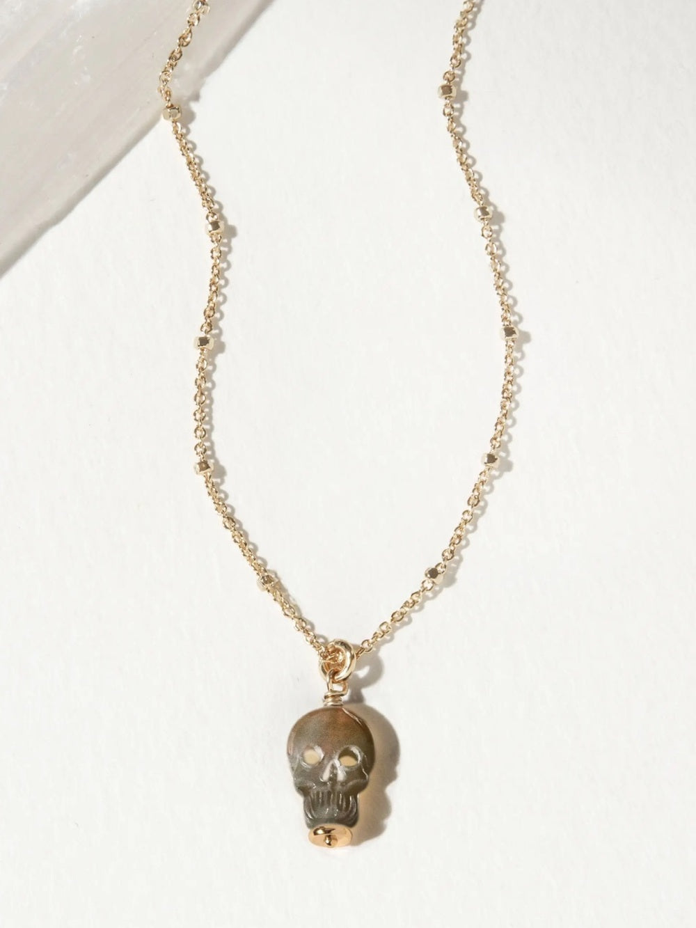 Gold Skull Charm Necklace - Gold