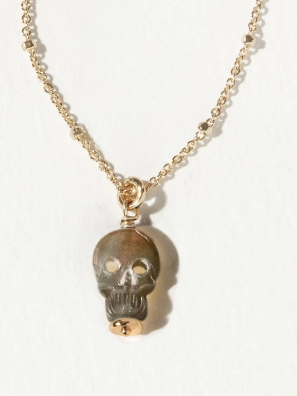 Gold Skull Charm Necklace - Gold