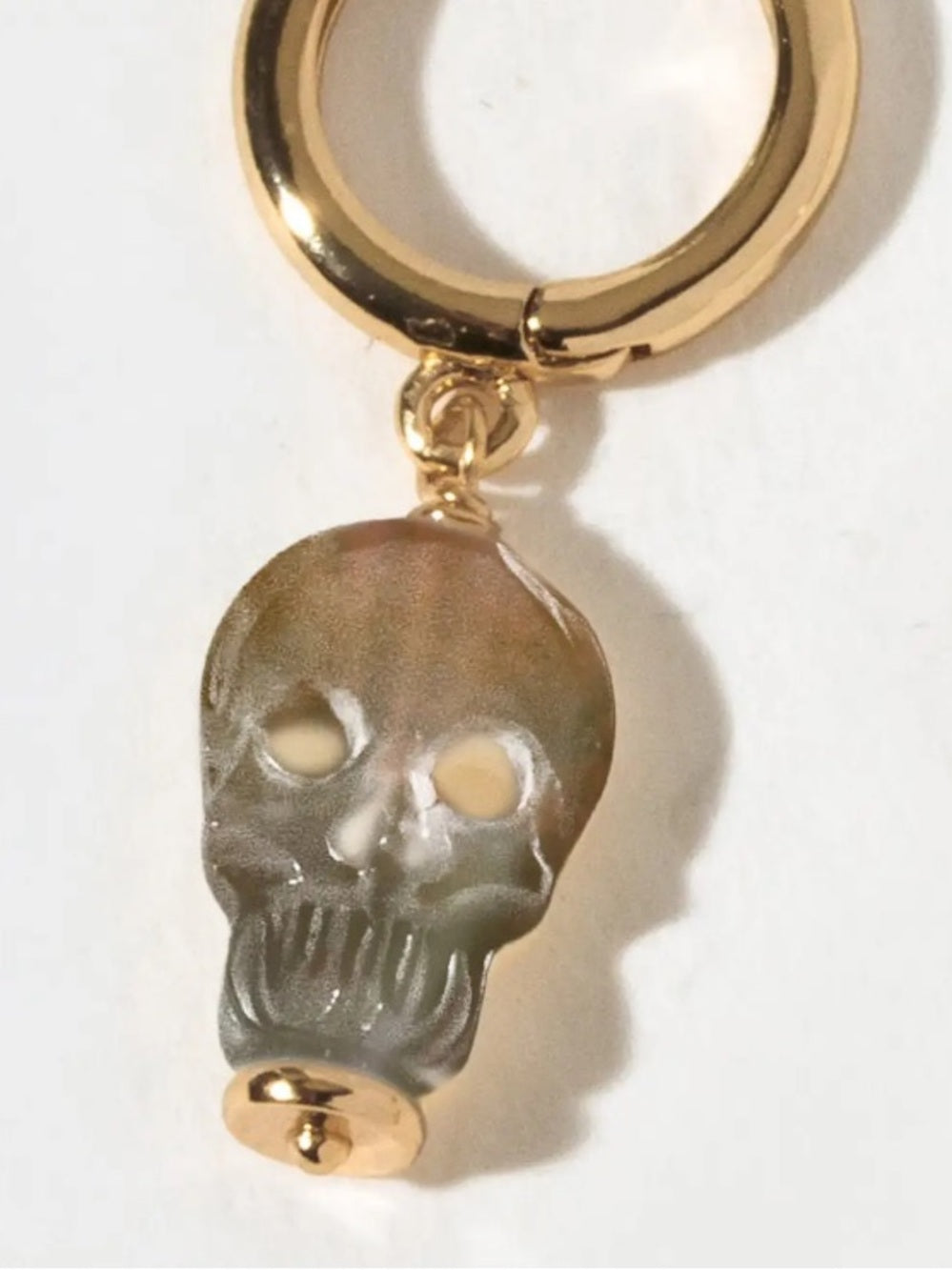 Luna Norte Sweet Misfit Skull Huggie Hoop Earrings - Black Lip Mother of Pearl