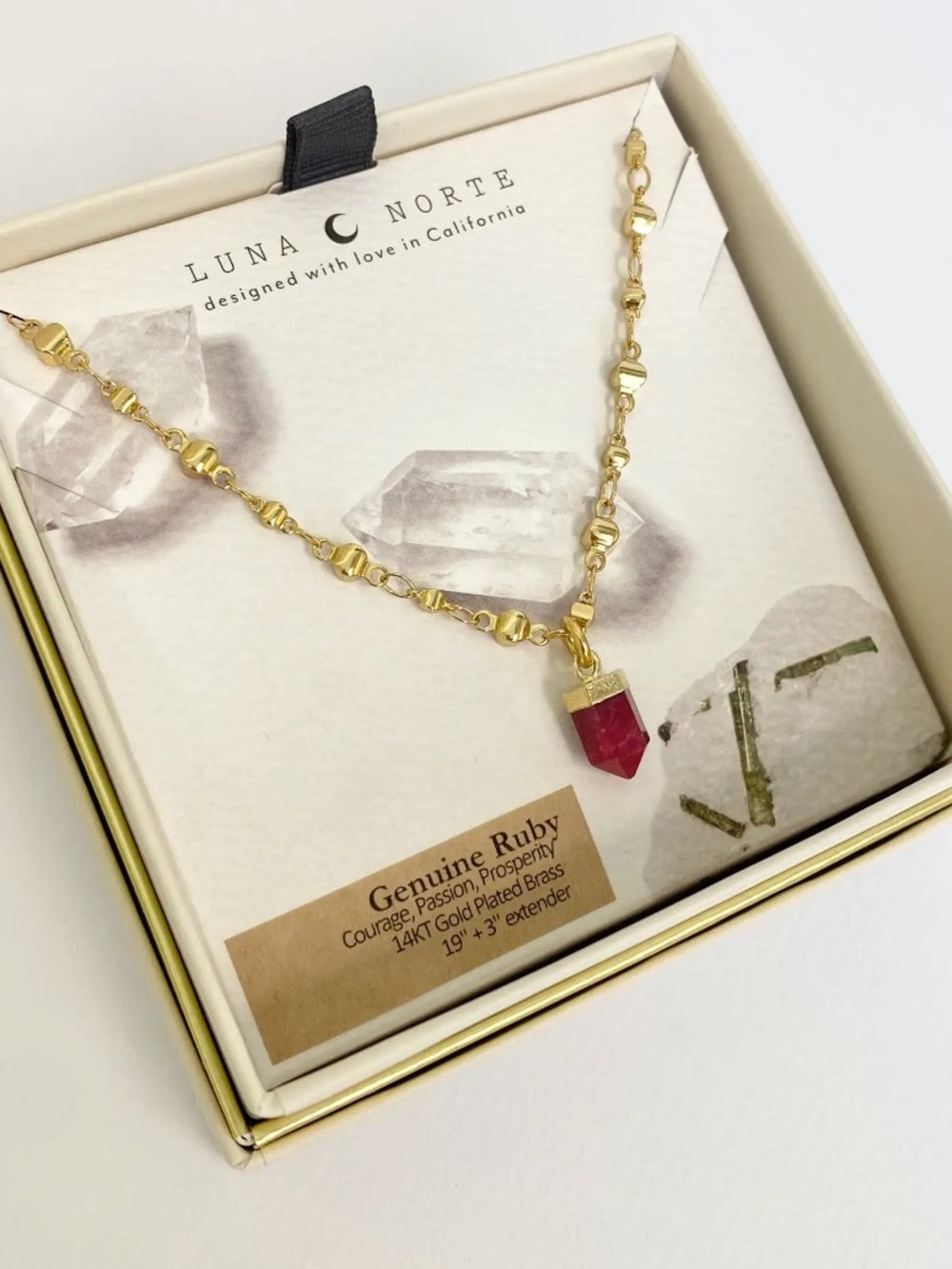 Luna Norte Straight To the Point Necklace - Ruby