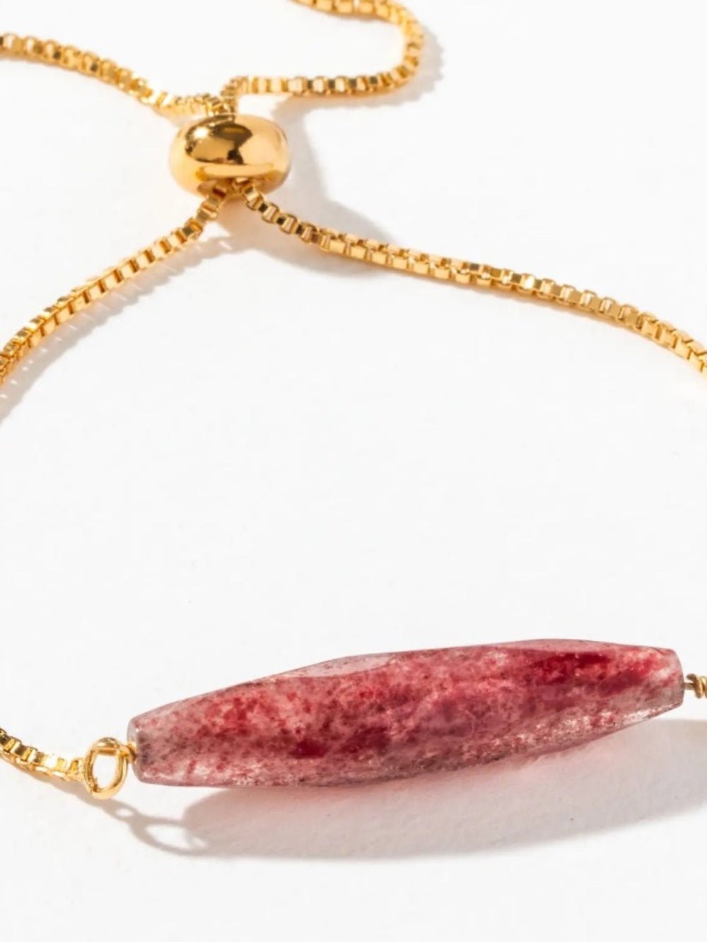 Luna Norte Vega Gemstone Adjustable Bracelet- Strawberry Quartz
