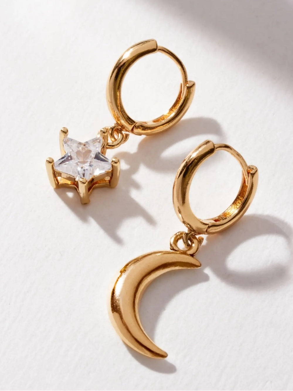 Luna Norte Lunar Contrast Mismatched Cz Huggie Hoop Earrings
