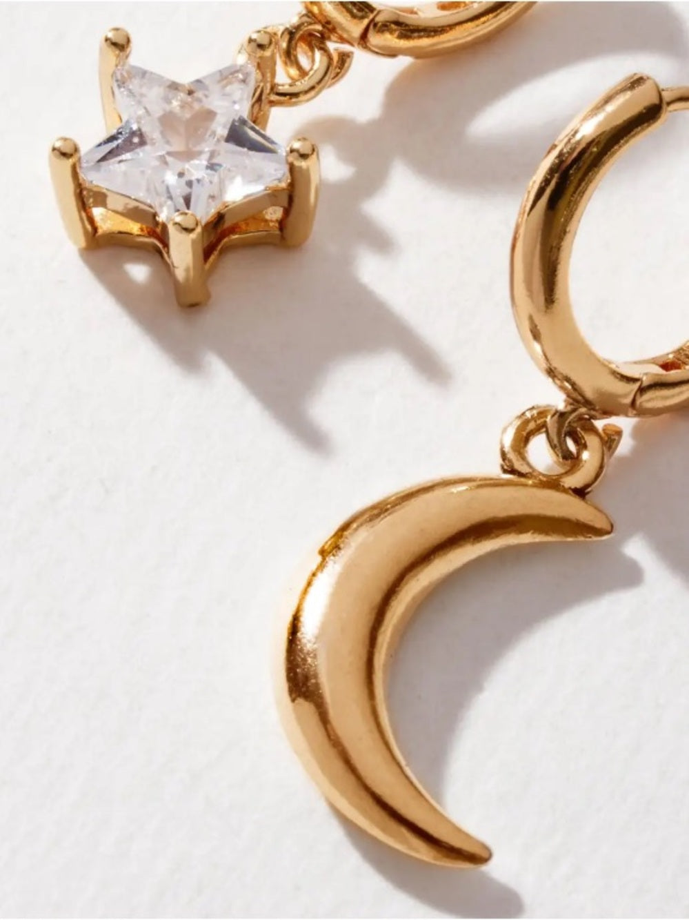 Luna Norte Lunar Contrast Mismatched Cz Huggie Hoop Earrings