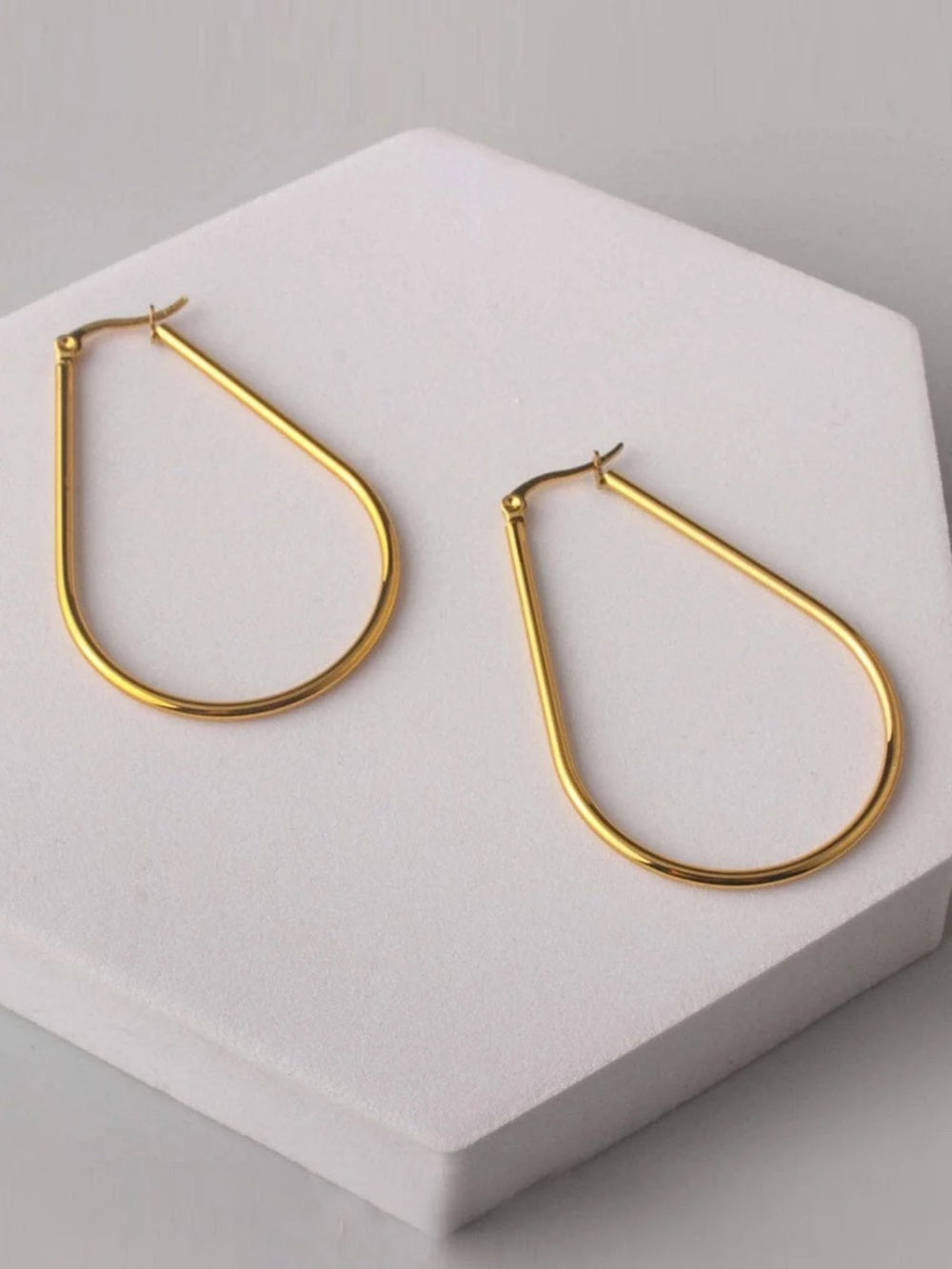 Gold Teardrop Hoop Earrings - Women Jewelry