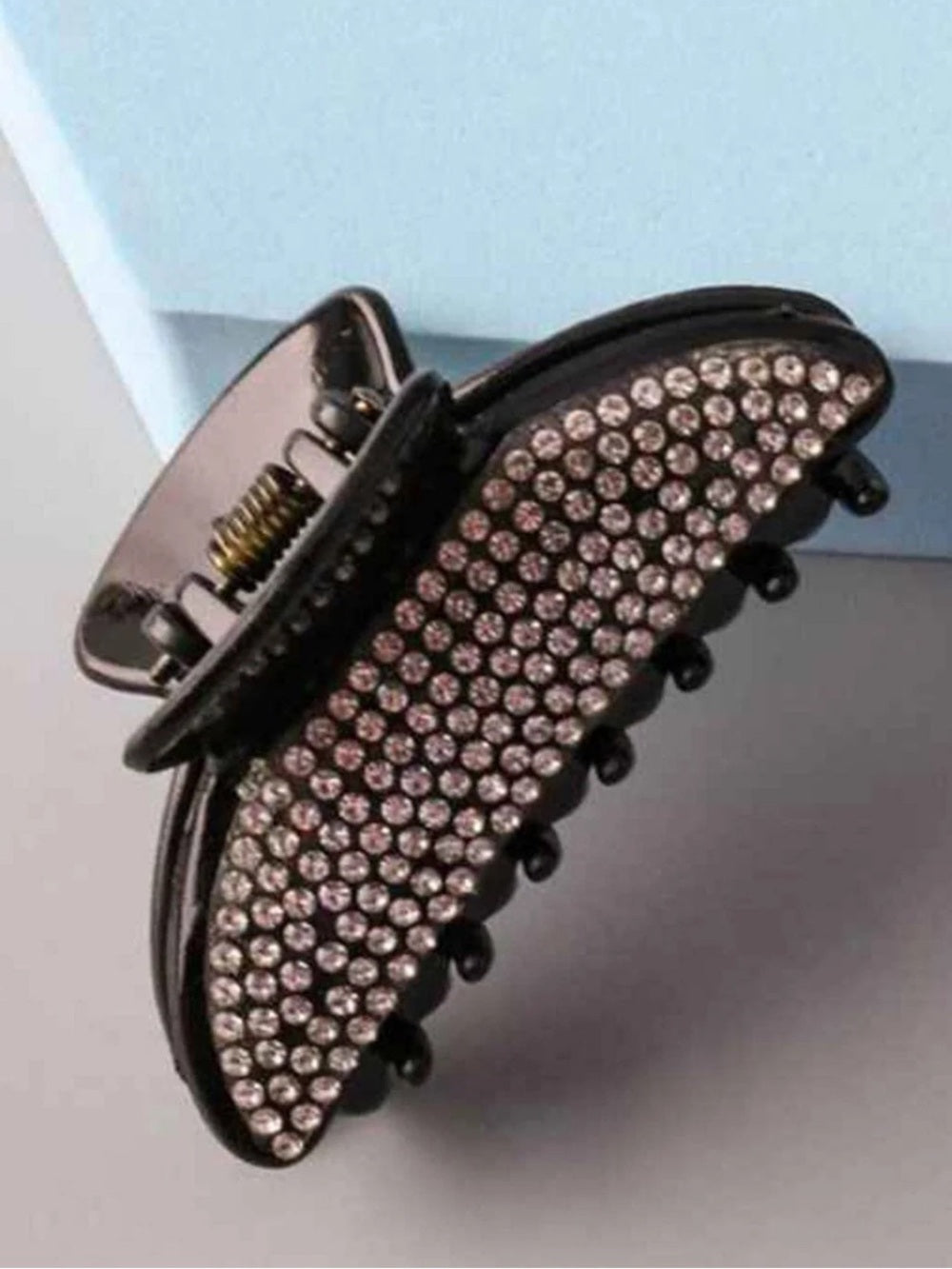 Black Crystal Hair Claw Clip with Sparkling Rhinestones