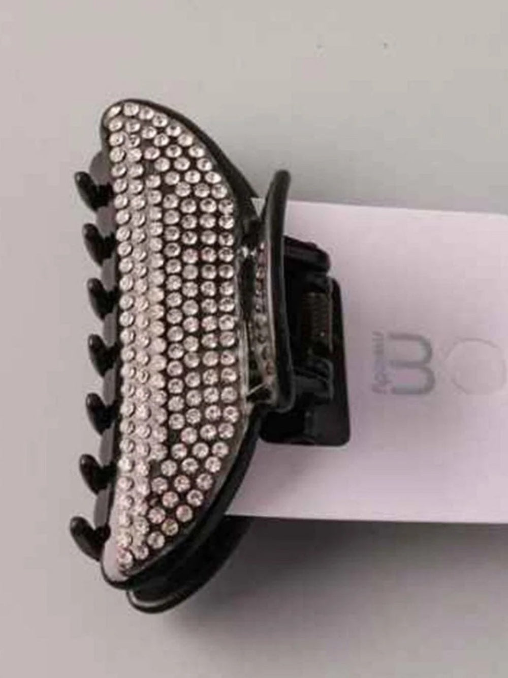 Black Crystal Hair Claw Clip with Sparkling Rhinestones