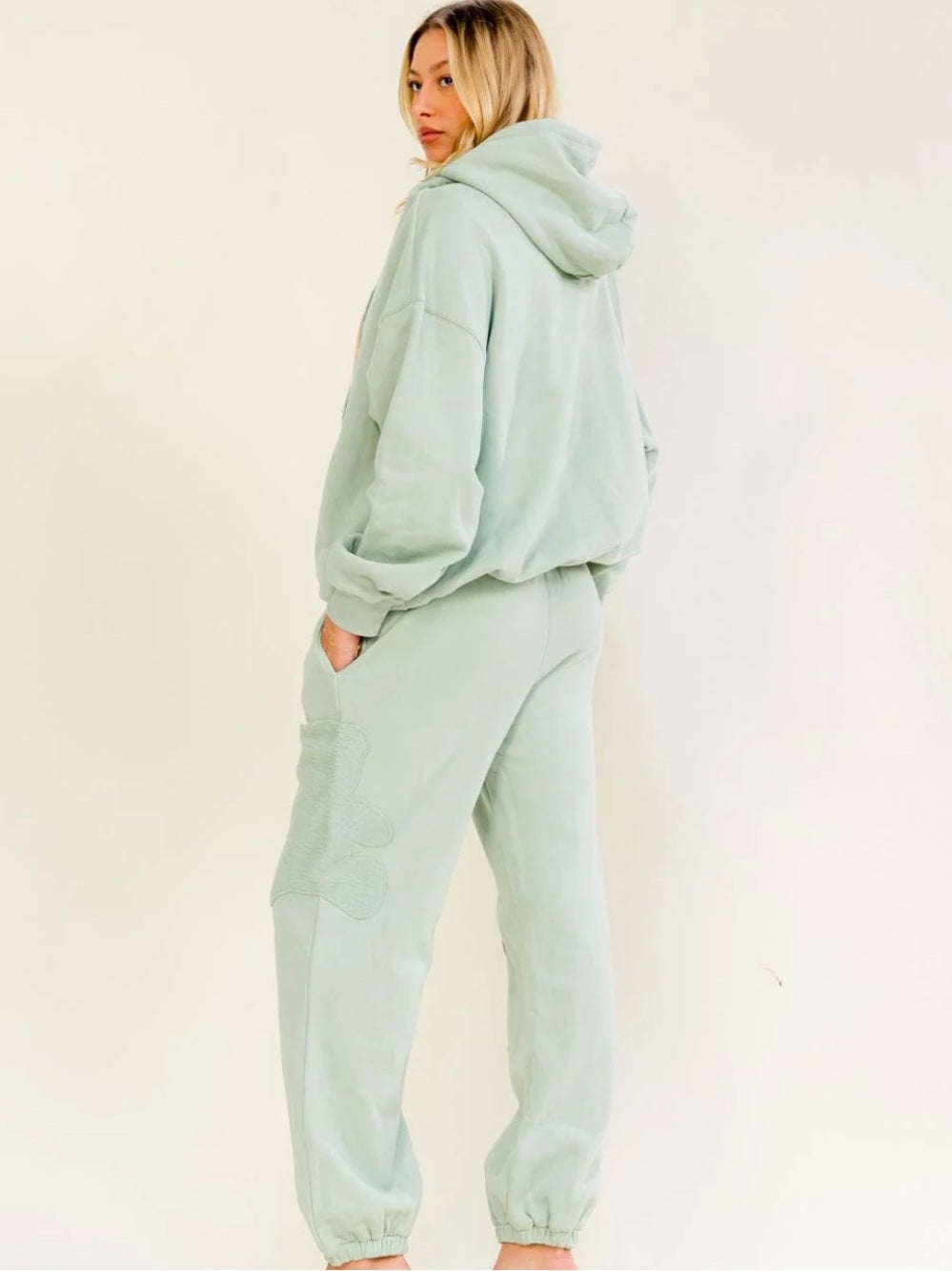 A595. Cozy Teddy Mint Lounge Hoodie & Jogger Set