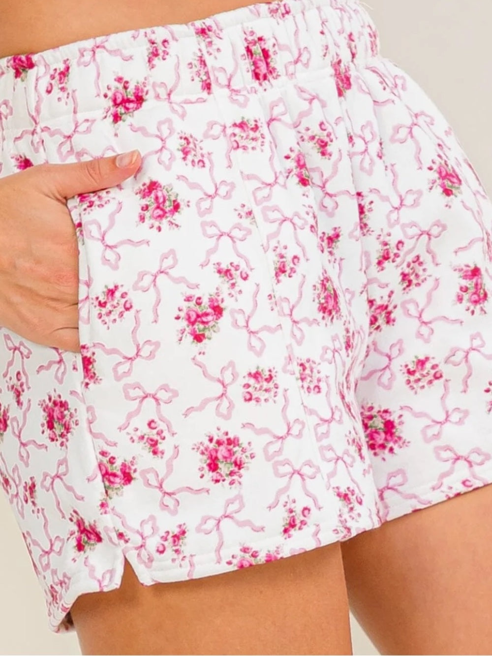 A612 Cozy Pink Floral Sleep Shorts - Women