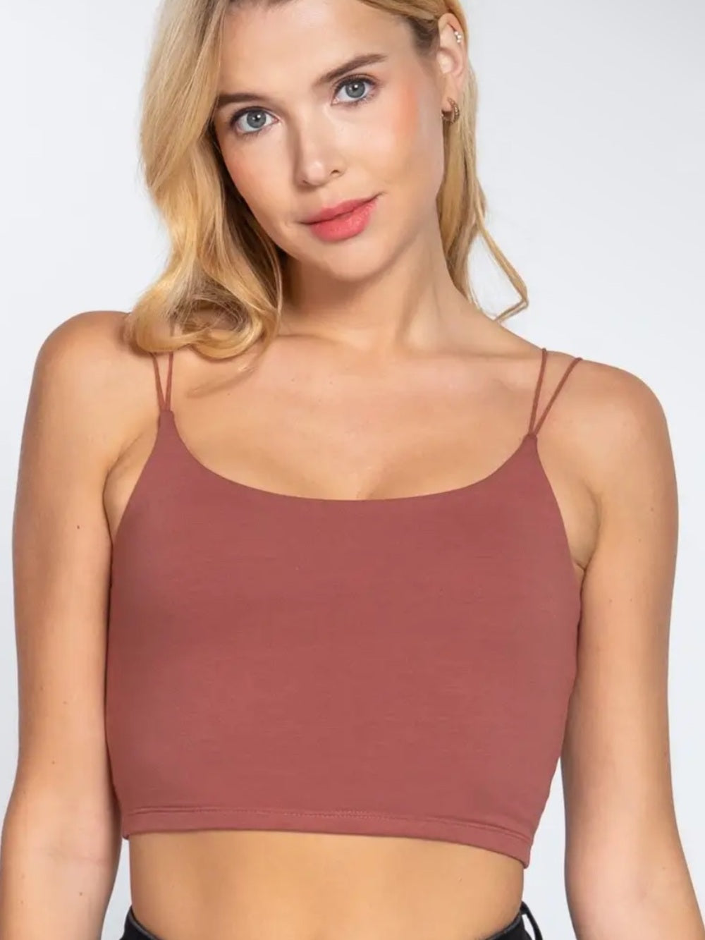 A616. Women's Double-Strap Cropped Tank Top - Rust