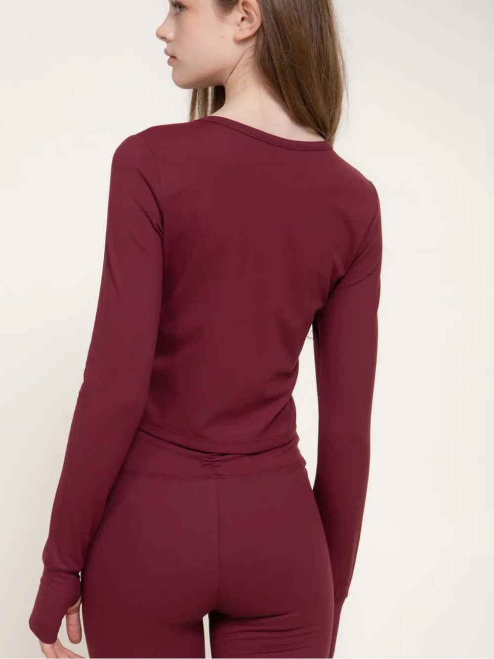 A621 Women’s Crop Cardigan Activewear Top - Burgundy