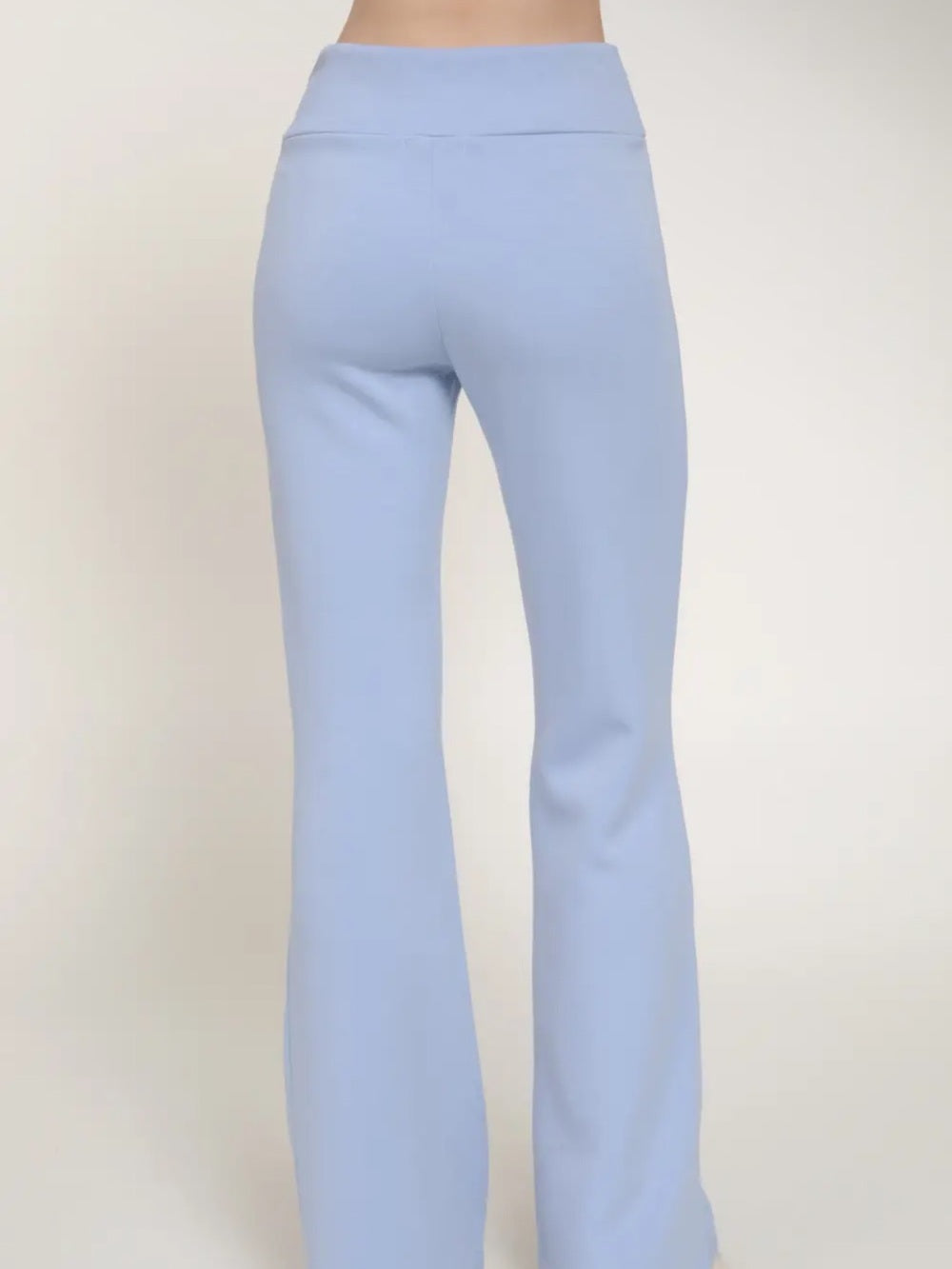A625. Light Sky Blue Women's Wide-Leg Knit Pants & Top Set
