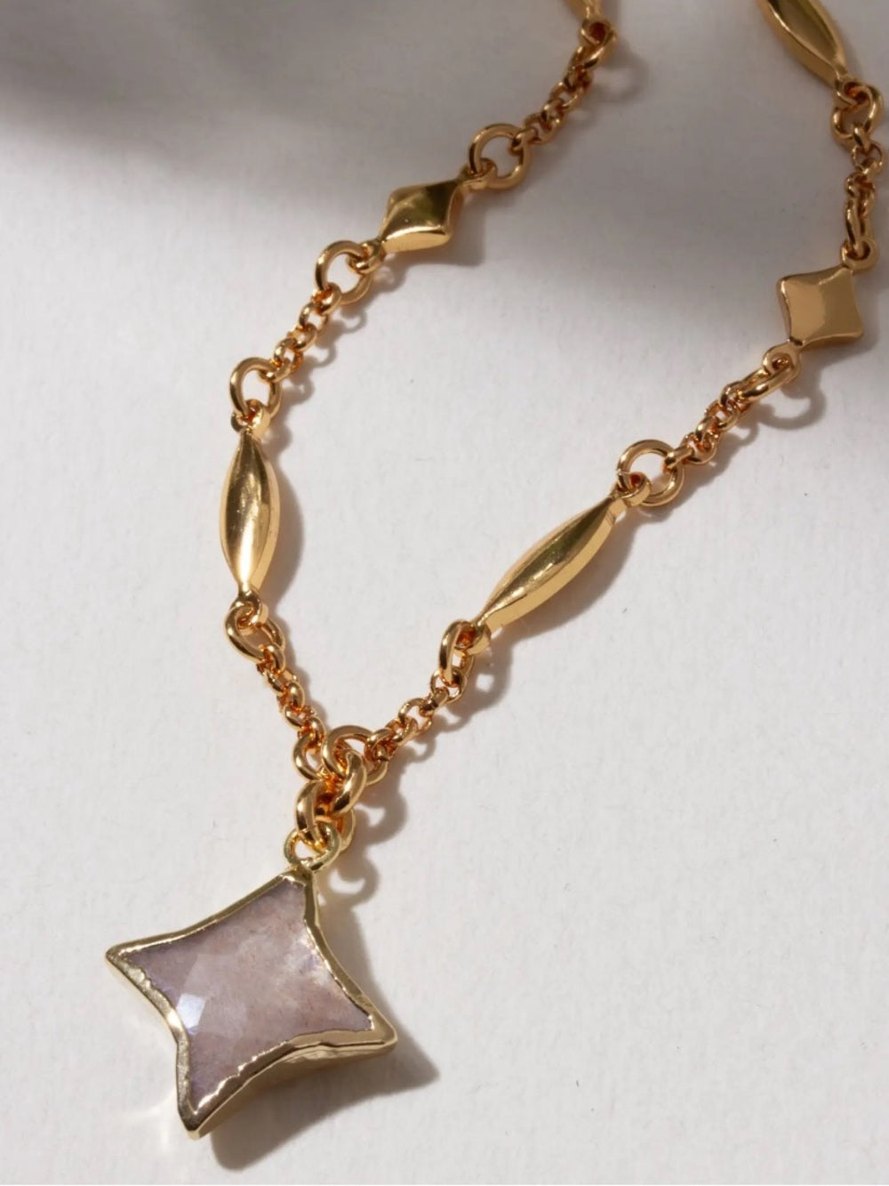 Luna Norte Gold-Plated Necklace with Coffee Moonstone Star Pendant