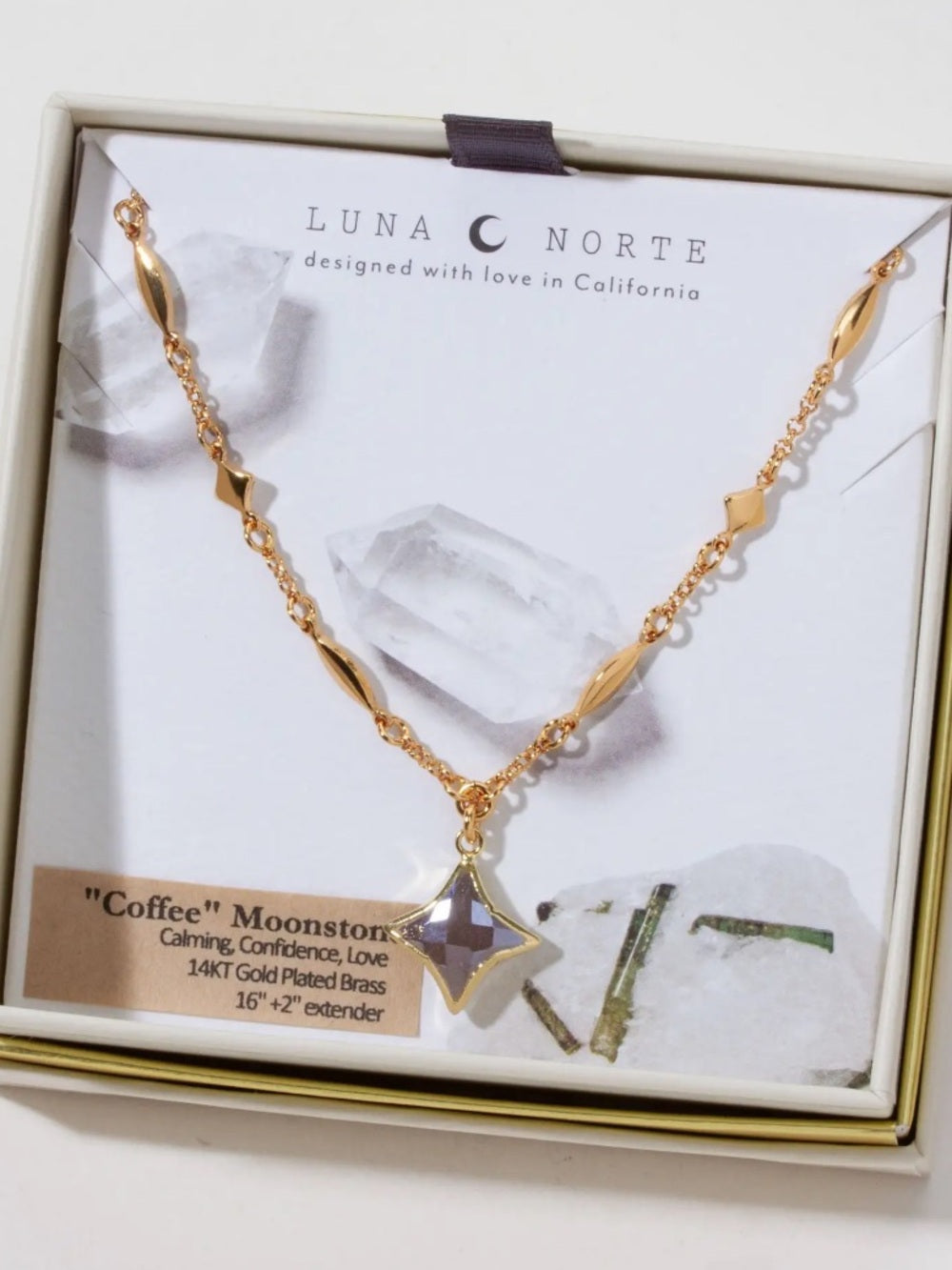 Luna Norte Gold-Plated Necklace with Coffee Moonstone Star Pendant