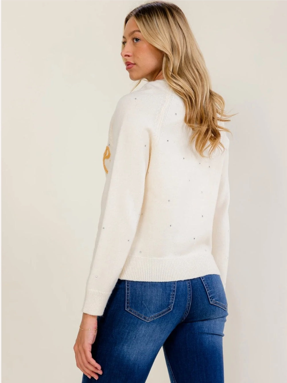 A652 "Hope" Script Embroidered Cream Sweater